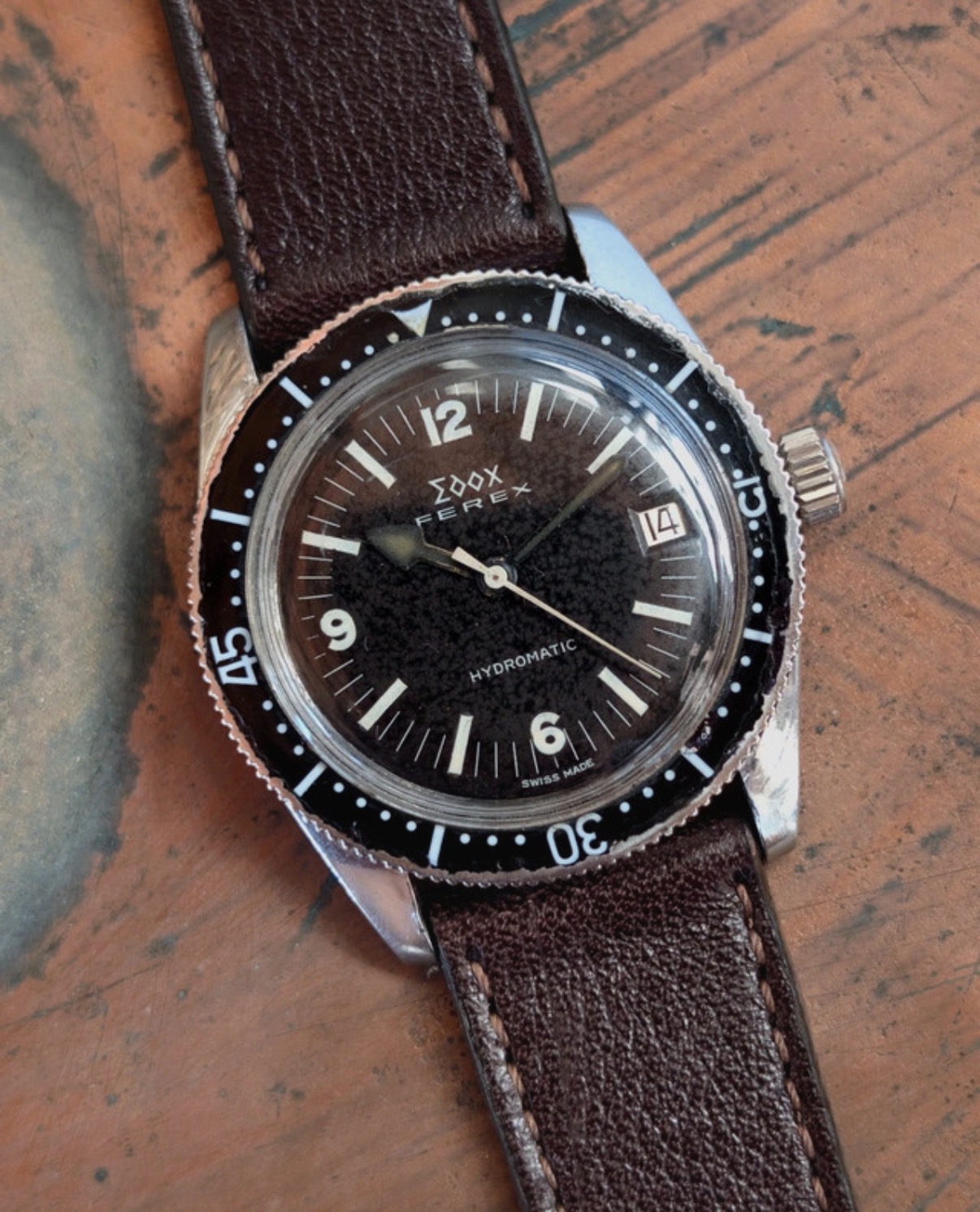 Orologio vintage EDOX FEREX HYDROMATIC SKIN DIVER Doppia firma Edox / Ferex · Automatico ETA 2472 · 35 mm · Tropical Dial · Fine anni ’60 — foto 1