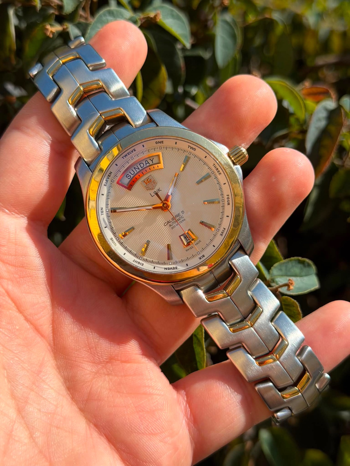 Orologio vintage TAG Heuer Link Calibre 5 Day-Date WJF2050.BB0593 | Acciaio e Oro Giallo 18 kt | Automatico | 42 mm | Day-Date | 200M — foto 1