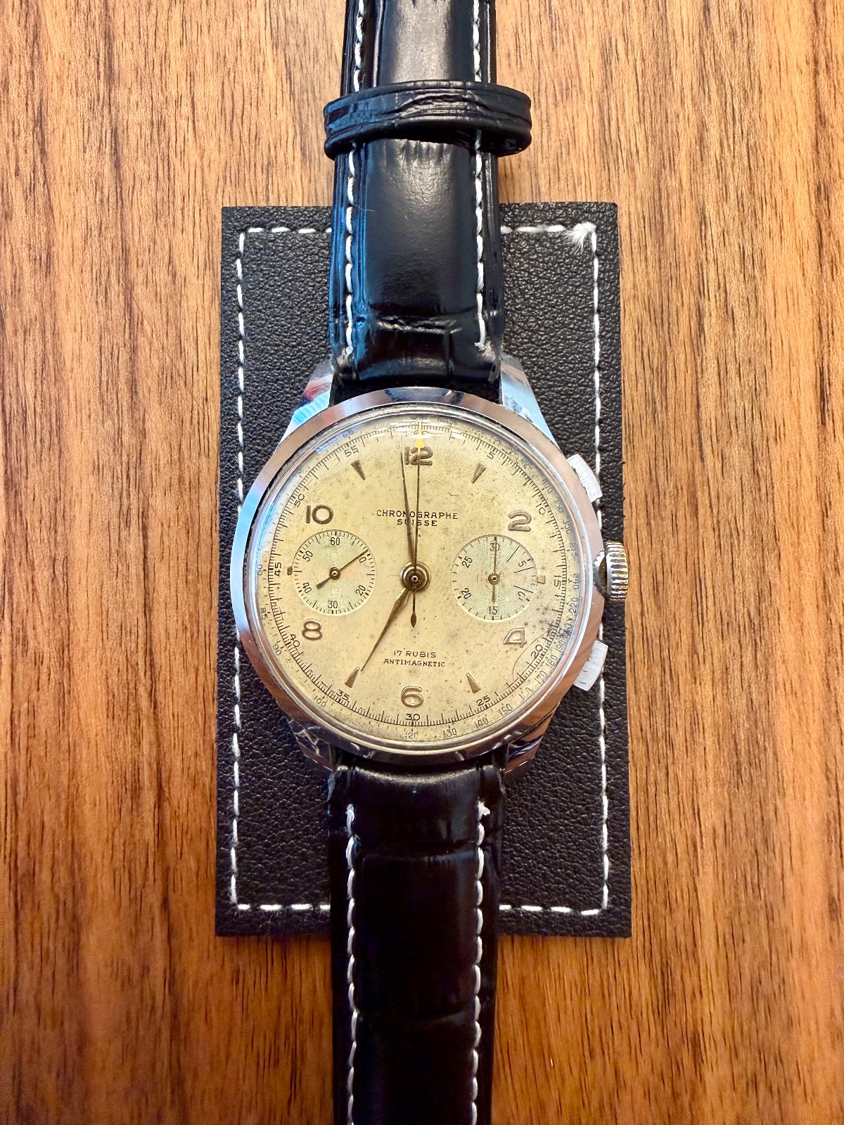 Orologio vintage Chronograph Suisse Bicompax – Landeron 48 – Cronografo Manuale 17 Rubini – Anni ’40/’50 | Jumbo 37,5 mm | Scala tachimetrica | Revisionato — foto 1